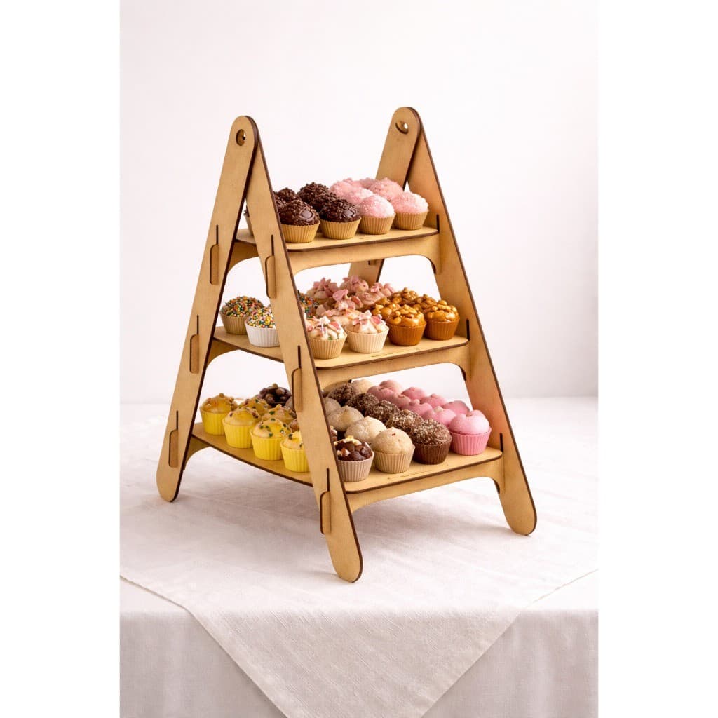 Escada De Mesa Desmontavel De Mdf Decorativa e Suporte Para Doces E Lembrançinhas