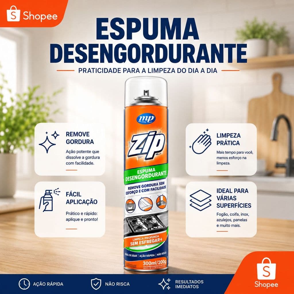 Espuma desengordurante spray zip clean 300ml