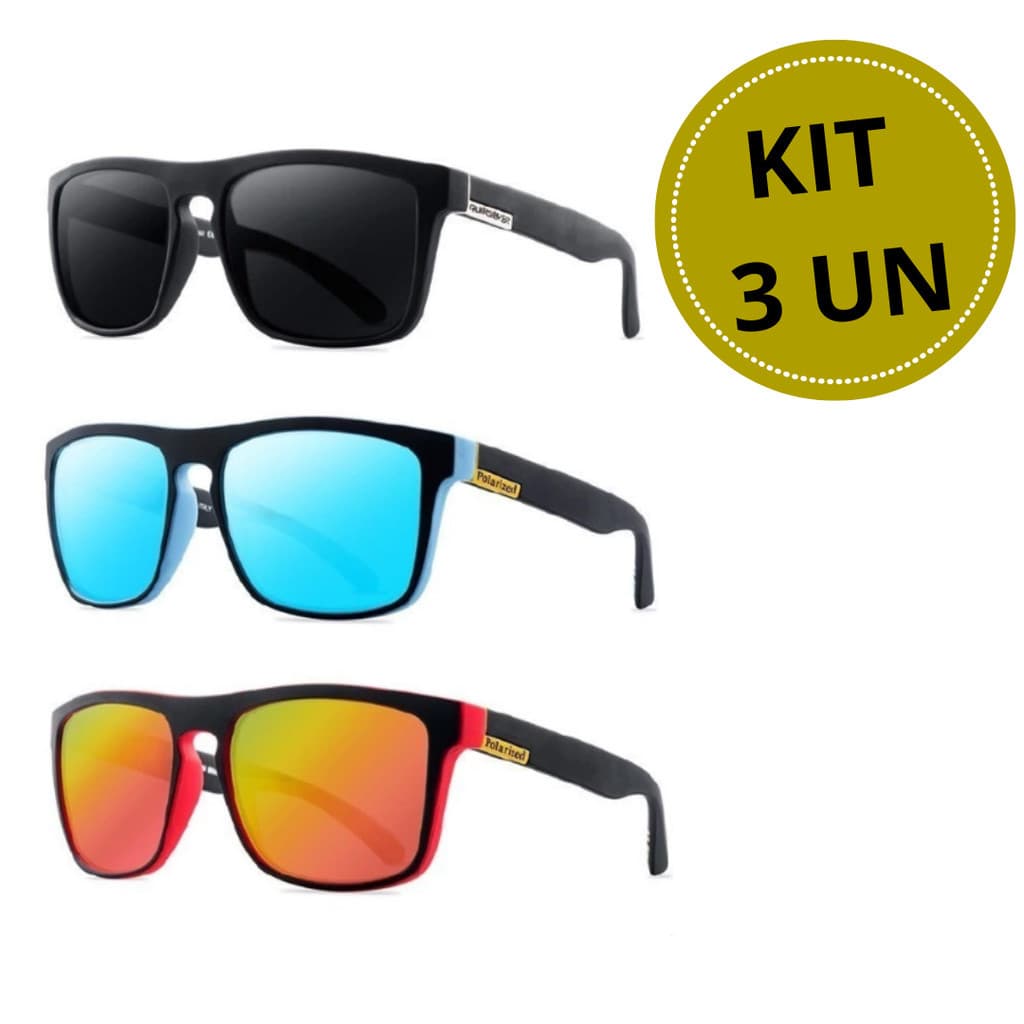 KIT 1/2/3 Óculos de sol quadrado moda verão com proteção uv400 pesca moda estiloso