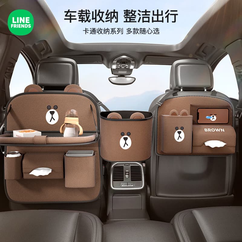 Urso marrom assento de carro volta saco de armazenamento de carro pendurado saco pequena placa de mesa bonito influencia