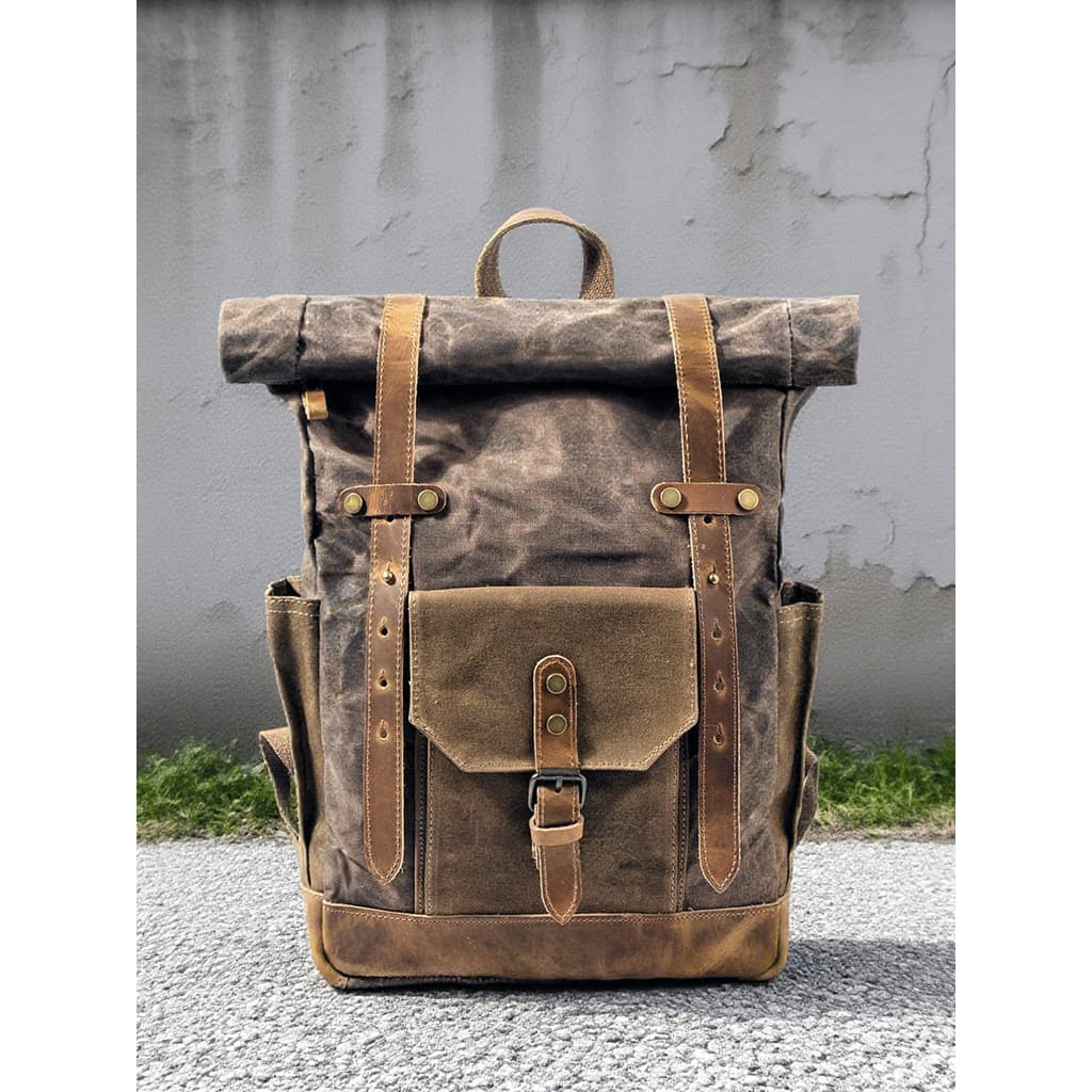 Retro cera de óleo lona mochila ao ar livre na moda motocicleta caminhadas grande capacidade computador equitação mochil