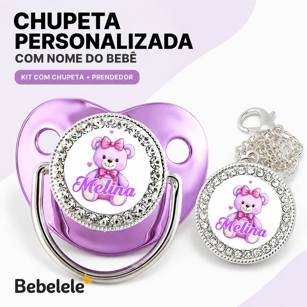 Chupeta ortodôntica para bebê, personalizada com o nome do bebê, chupeta de silicone BPA Free