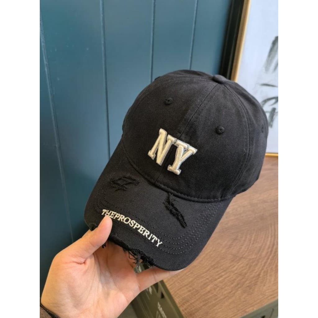 Boné de beisebol americano Street Wear com borda rasgada unissex macio Top exclusivo casal boné protetor solar chapéu