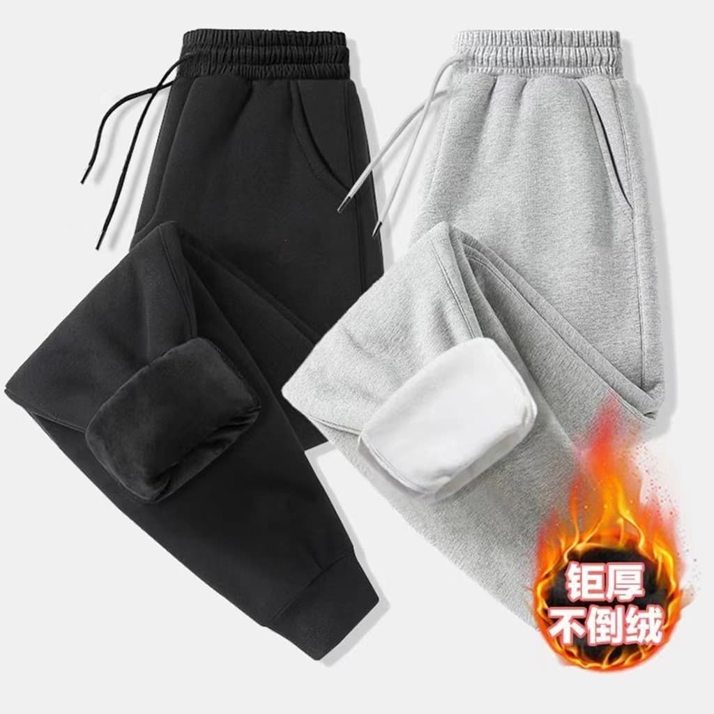 Calça de moletom masculina outono inverno novo estilo mais veludo engrossado Tie-up versão coreana solta tamanho grande