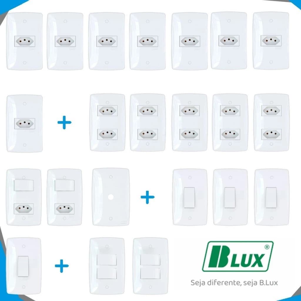 Kit 22 Peças Tomadas e Interruptores 4x2 Parede Embutir Interruptor Simples Tomada 10a 20a Finesse+
