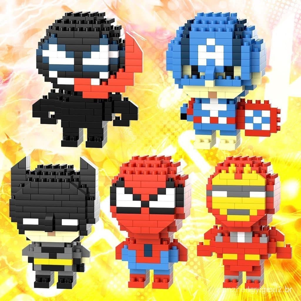 Pequenos blocos de montar compatíveis com os Vingadores, brinquedos infantis, presentes decorativos.
