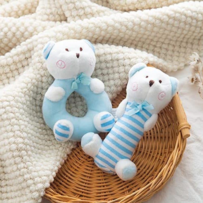 Brinquedos De Chocalho Macio Para Bebês De Pelúcia , Coelhinho Rosa , Primeiro Conjunto De Shaker De Animais Recém-Nasci