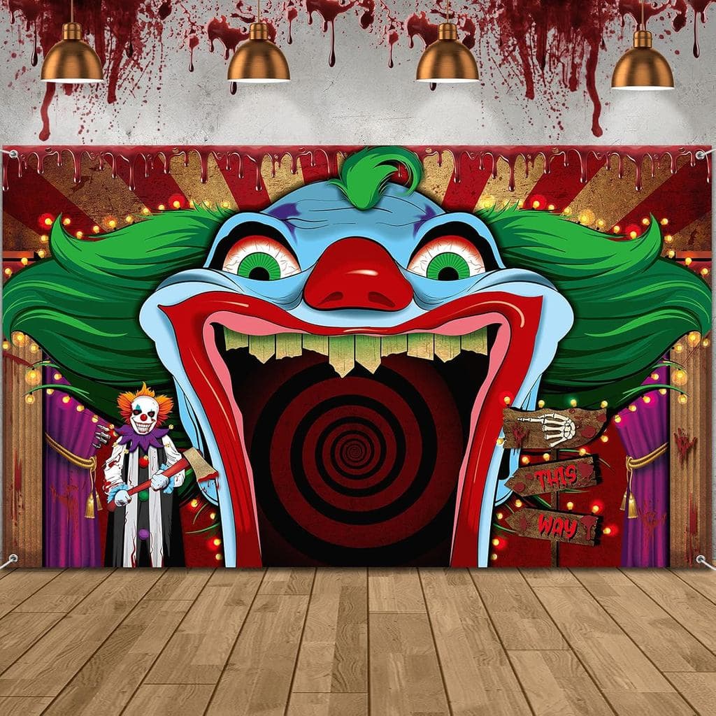 Decorações de Palhaço para Halloween, Fundo Assustador para Carnaval, Faixa de Halloween, Fundo de Palhaço Assustador pa