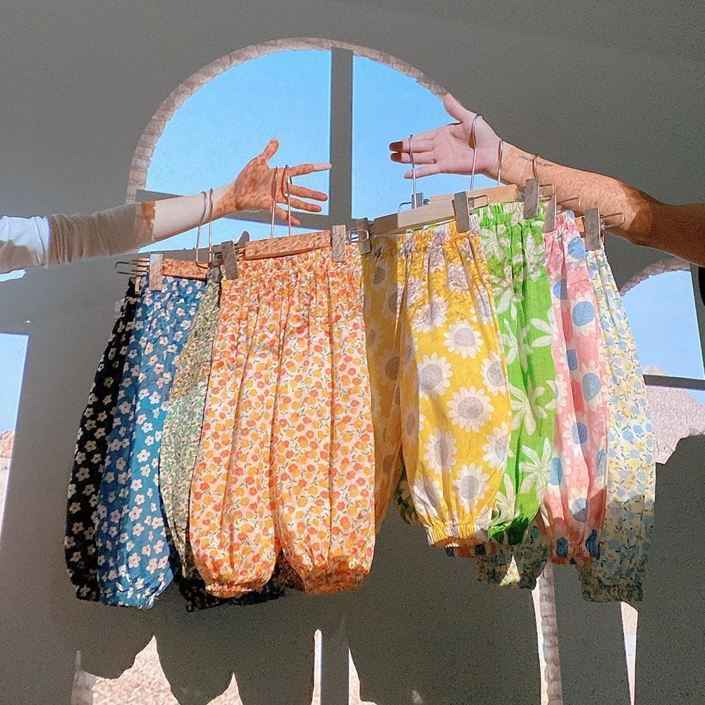 Bebê menina roupas de verão Anti-Mosquito calças de ar condicionado 2025 versão coreana novo estilo menina Retro Floral