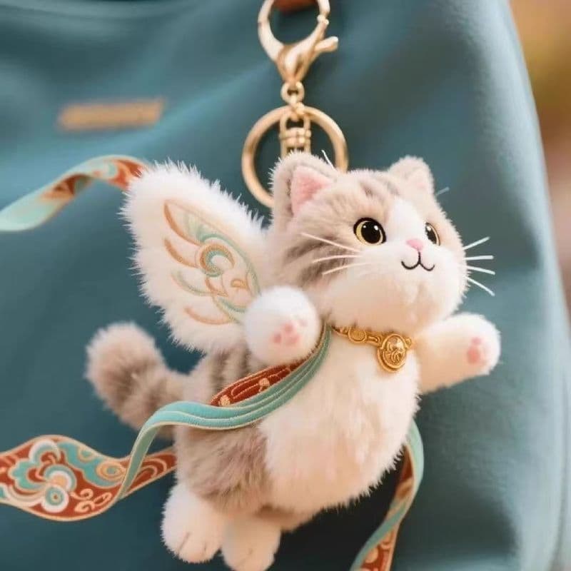 Dunhuang gato voador nove cores veado bordado nuvem bonito saco pingente boneca chaveiro padrão fita brinquedo de pelúci