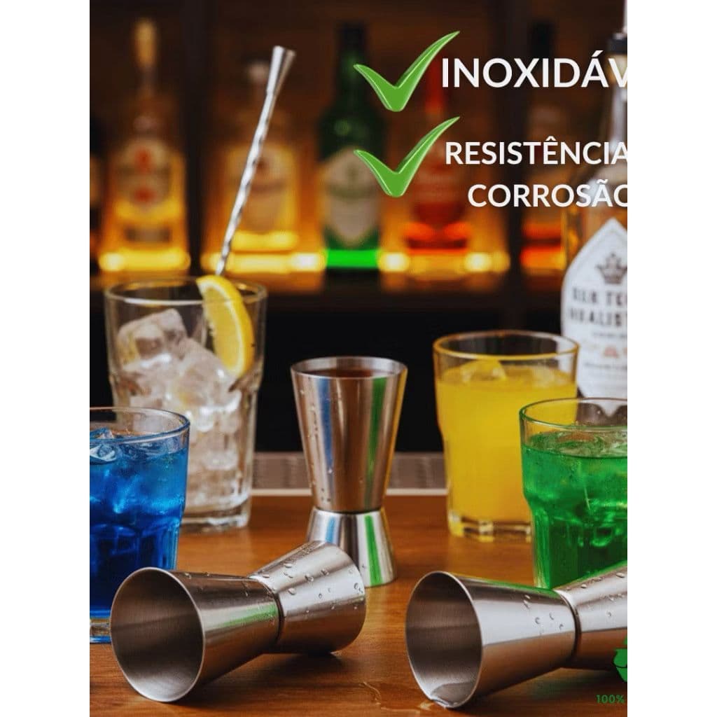 Copo Dosador Duplo  25/50Ml para Drinks Profissionais Jigger Inox Copo Medidor Duplo Inox 25ml/50ml