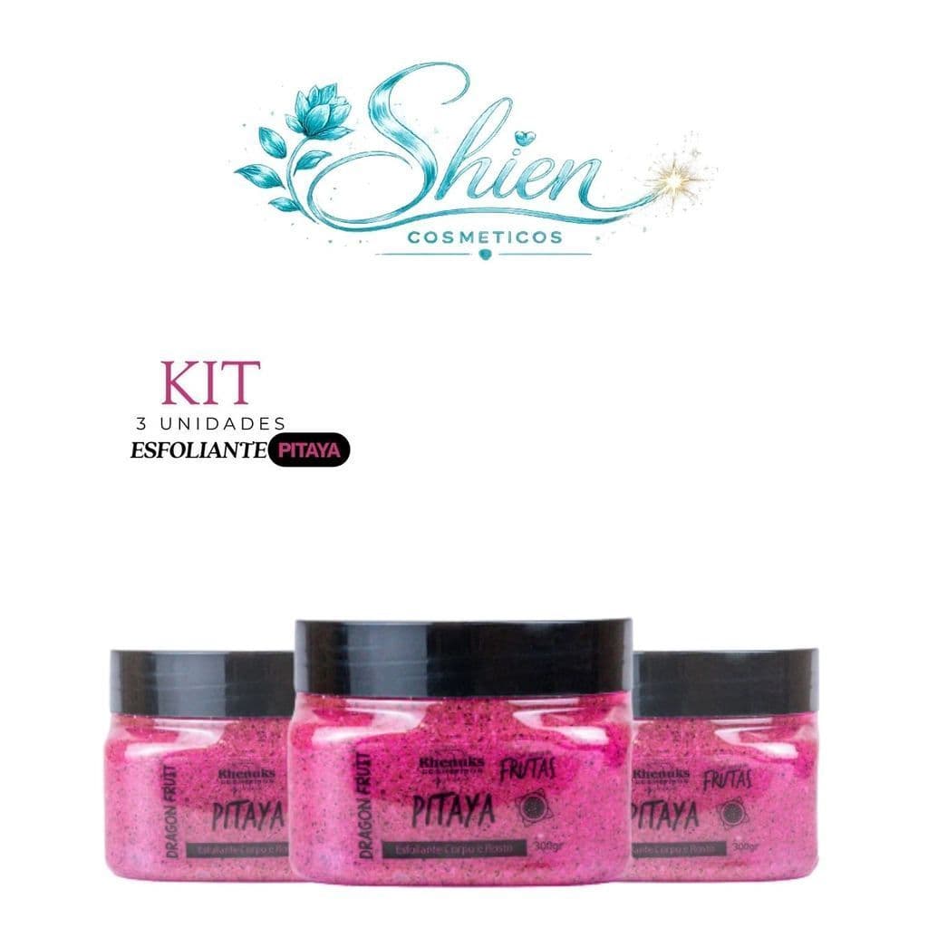 Kit 3 Esfoliante Frutas Corpo E Rosto Pitaya 300G Rhenuks (Afilhado)