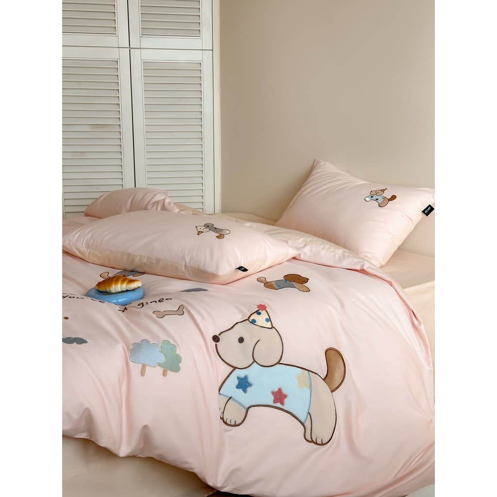 R ROLAND LIVE Conjunto de quatro peças de desenho animado de algodão infantil fofo engraçado filhote de cachorro capa de
