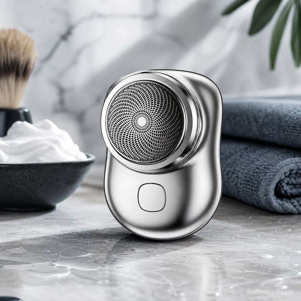 1 Pc Mini Barbeador Elétrico Portátil Masculino Recarregável Para Barba E Rosto