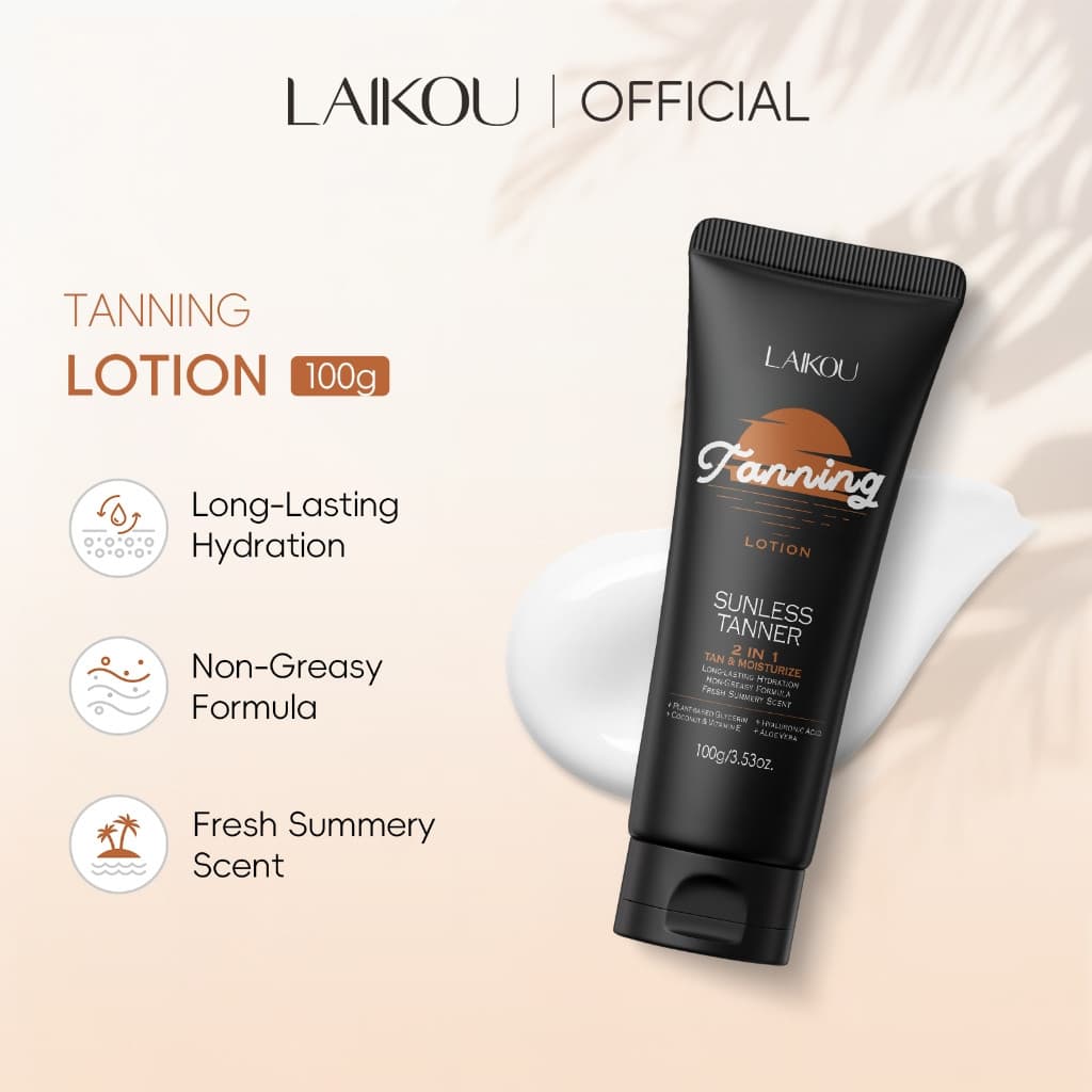 Loção Bronzeadora LAIKOU 2 EM 1 BRONZEAR E HIDRATAR Hidratação de Longa Duração Fórmula Não Oleosa Aroma Fresco de Verão