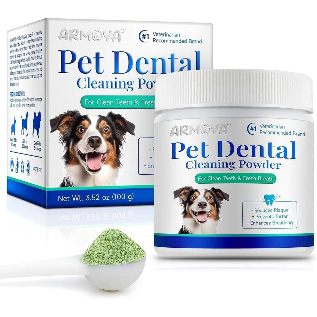 Pó Dental para Cães ARMOYA - Pó para Limpeza dos Dentes de Cães - Cuidados Dentais para Cães - Pó para Remover Placa e M