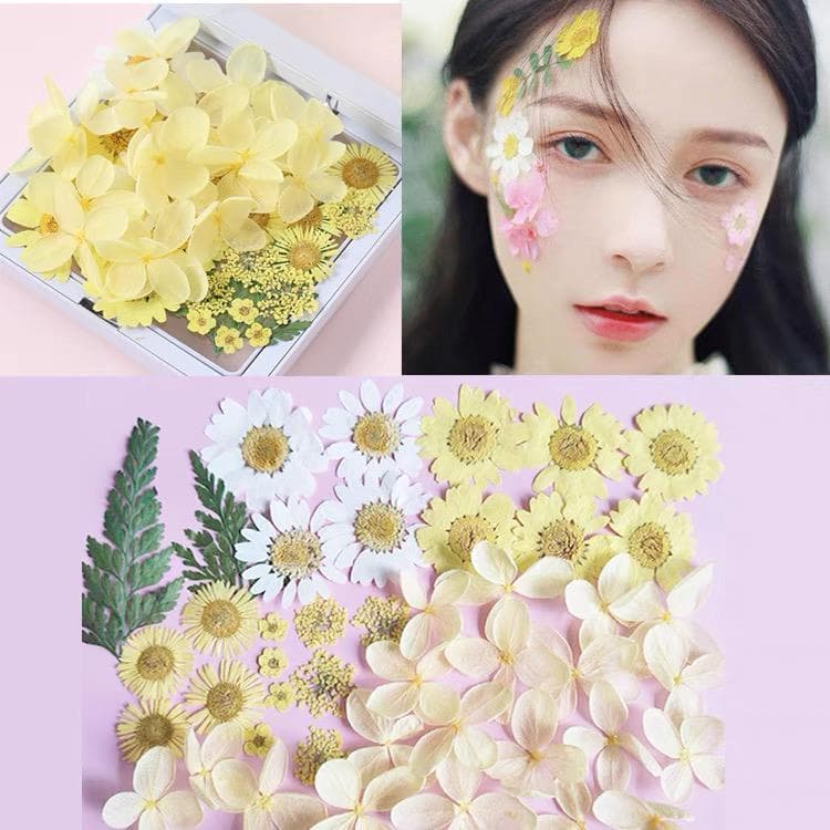 Autêntico rosto-encaixe flores secas foto maquiagem pequena margarida decalques decorações de rosto maquiagem de noiva d