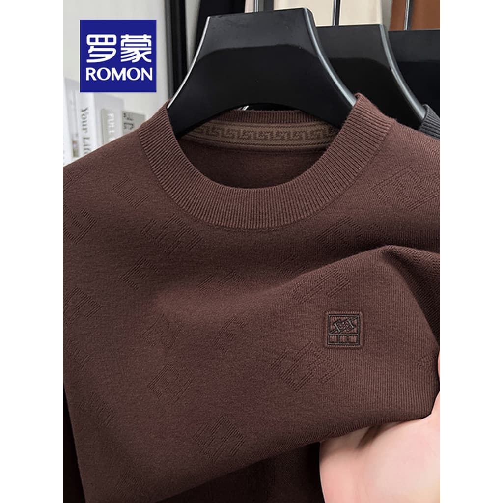 Lomon primavera outono camisola de cor sólida masculina em torno do pescoço estilo fino fino-fiação camisola de manga co