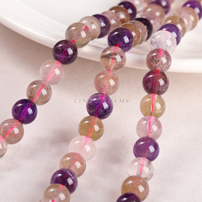 Preço de fábrica Natural colorido Aurora cristal contas redondas duoao Super sete contas soltas acessórios de jóias cont