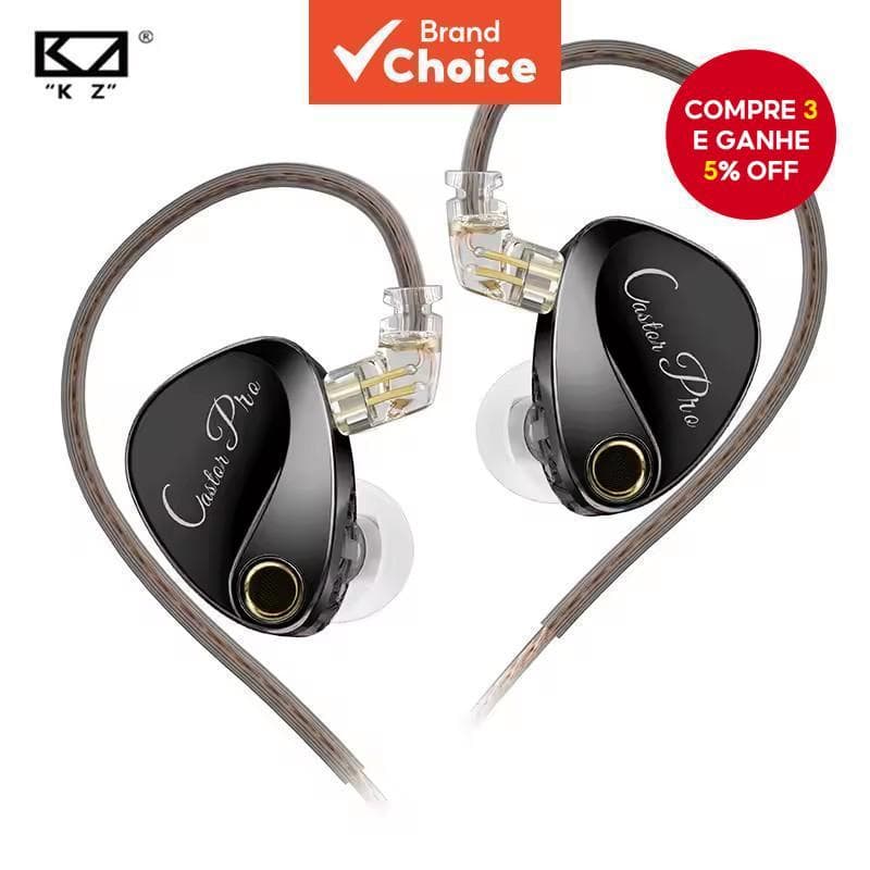 KZ Castor Pro Fones De Ouvido Intra-Auriculares Com Fio Para Jogos Drivers Dinâmicos Duplos Ajustáveis De 10 mm Qualidad