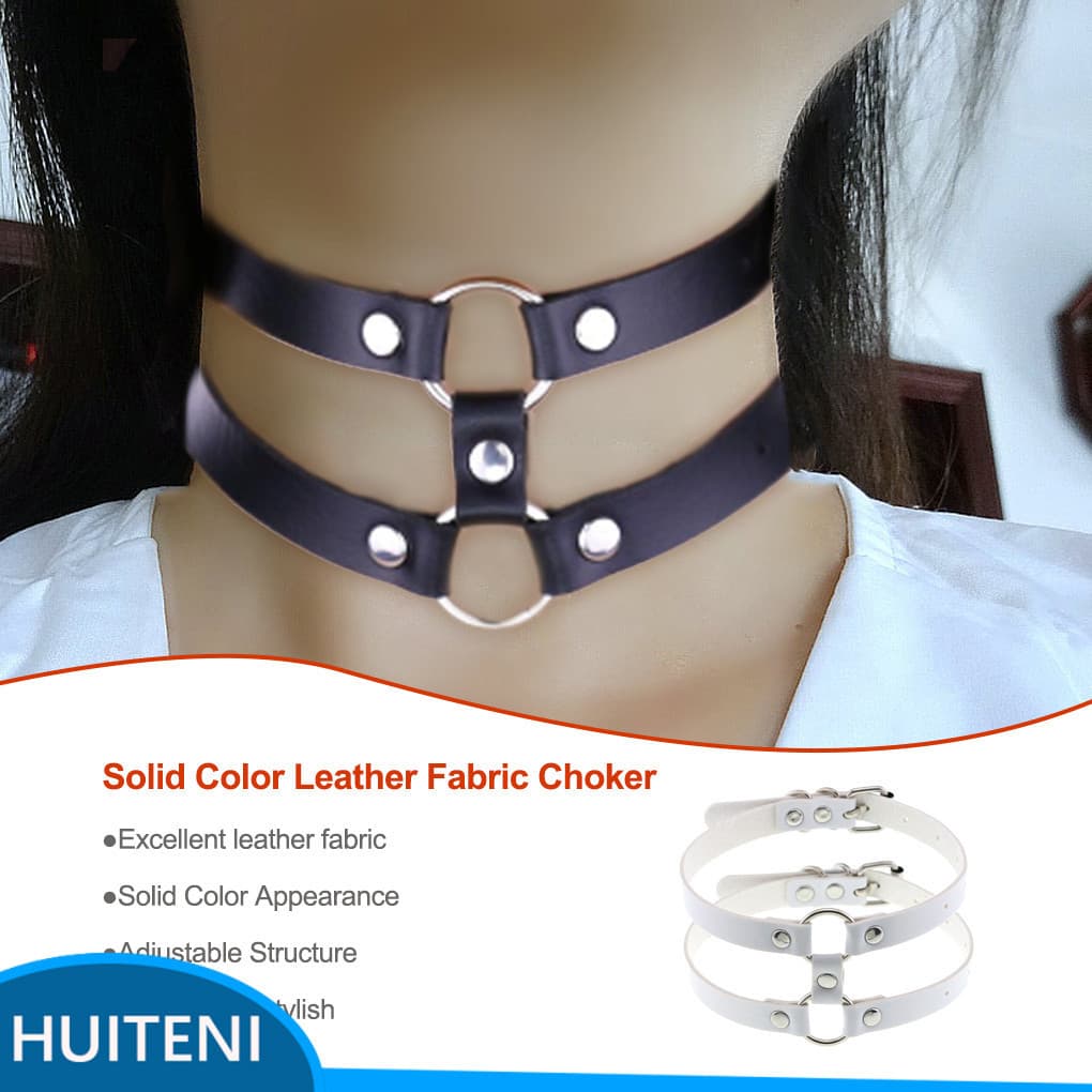 1/2/3 Feminino Gargantilha De Couro Pingentes Jóias Exclusivas Ornamento Cor Sólida Colar Curto Elegante Estilo Punk De