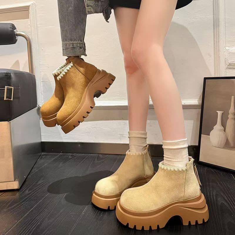 Botas Martin de sola grossa femininas 2025 novo estilo outono estilo britânico Retro tubo curto botas únicas moda All-Ma