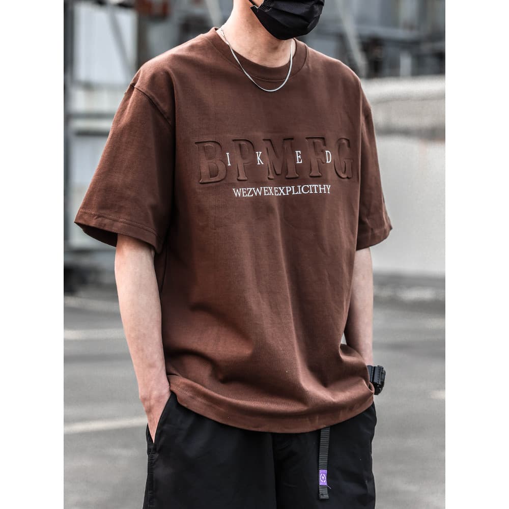 Americano Retro carta em relevo de manga curta camiseta masculina verão novo estilo estudante solto topo meia manga t na