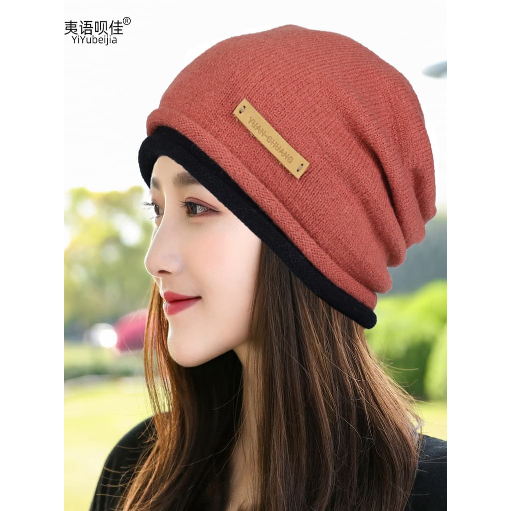 Chapéu de pilha outono inverno chapéu feminino chapéu de lã quente versão coreana chapéu de malha de camada única moda p