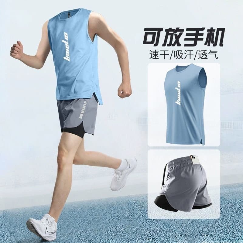 Roupas de Fitness colete masculino Shorts de verão equipamento de corrida pista campo maratona treinamento de basquete t