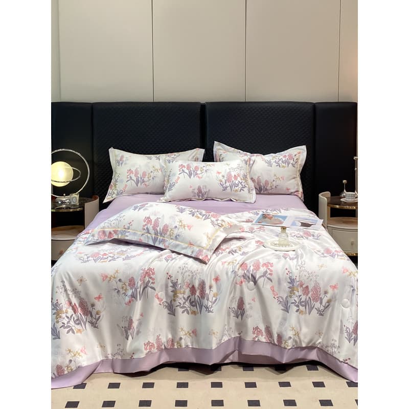 Colcha de verão Tencel lavada Conjunto de quatro peças Cool Feeling Seda lavada Seda gelada Verão Colcha fresca Colcha d
