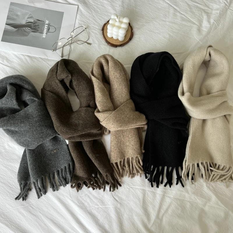 Feminino Novo Cachecol Outono Inverno Cor Pura Scarve Femme Malha Moda Xale Unisex Para Mulher