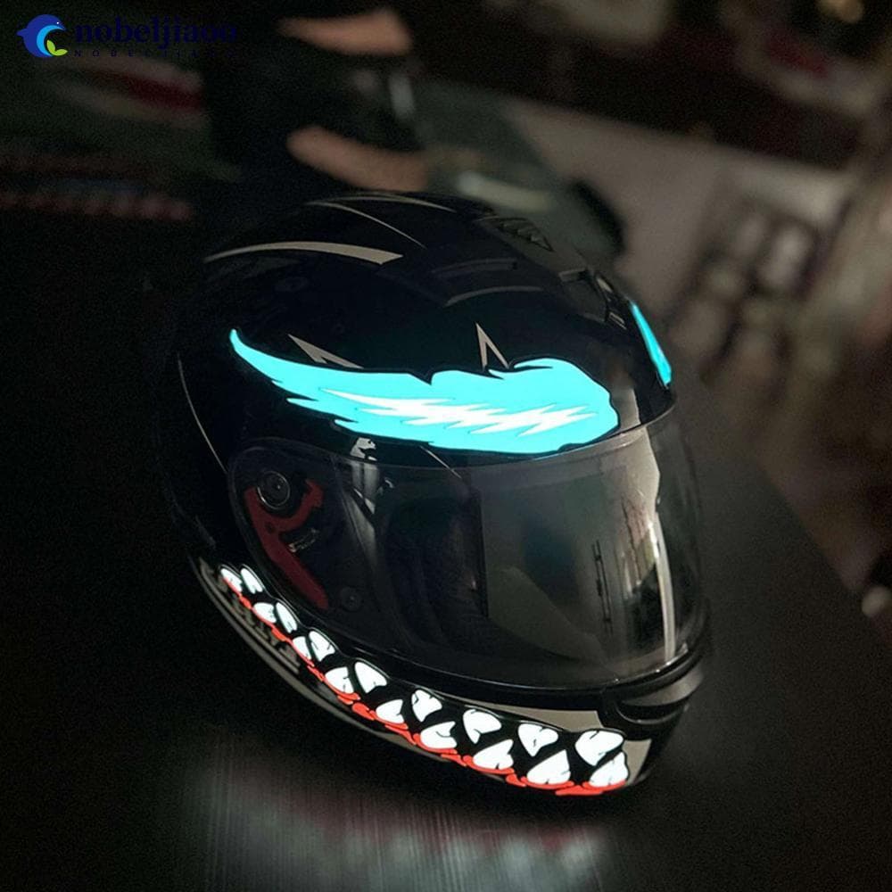NOBELJIAOO 1 Par De Capacete De Motocicleta Com Luz LED À Prova D'água Tira Piscante Luzes De Advertência Acessórios Par