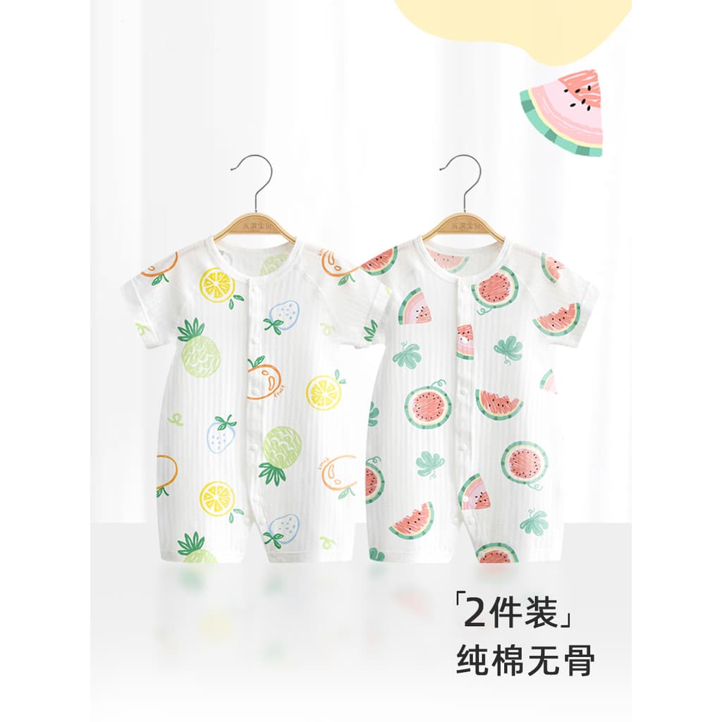 Bebê macacão de bebê verão fino recém-nascido manga curta macacão pijamas puro algodão roupas da menina do bebê masculin