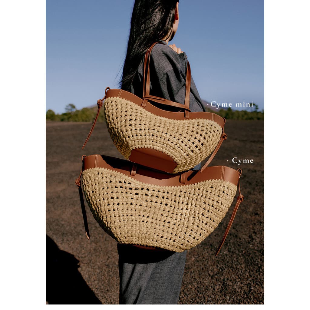 Bolsa de praia feminina de palha francesa de grande capacidade