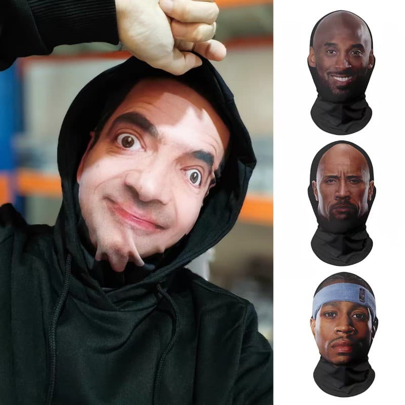 3D Rosto Cheio Engraçado Máscaras Visuais Cosplay Headwear Com Padrão De Perspectiva & Proteção Solar Festa De Halloween
