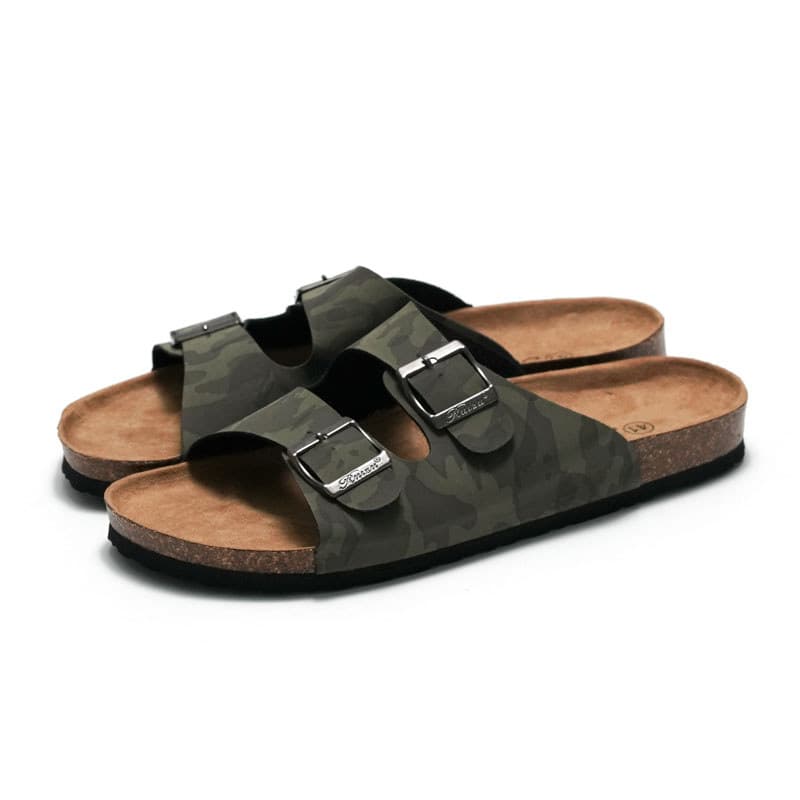 Rui pé 2026 novo estilo verão camuflagem chinelos de cortiça masculino casal feminino sandálias de praia chinelos Cross-