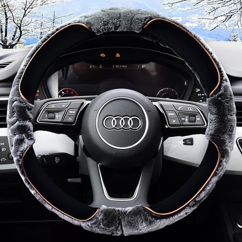 Adequado para Audi A4L/A6L/Q5L capa de volante inverno pelúcia Q2LQ4Q6Q3A7LA5 A8Q7A3 capa de aperto
