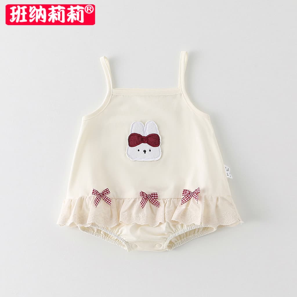 Vestido de verão para bebê macacão triangular de algodão puro