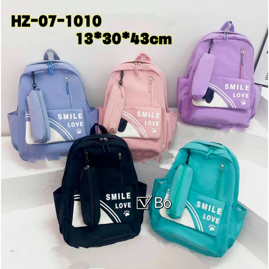 Mochila Escolar Com Estojo De Grande Capacidade Para Estudante Feminina Nylon Impermeavel Multineos