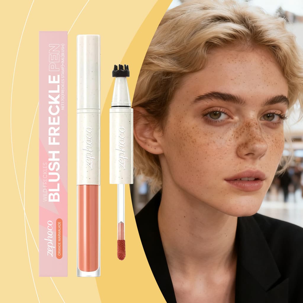 zephoco Blush Líquido 2 em 1 com Carimbo para Sardas (Laranja Jam) Cor para Maquiagem Facial Diária