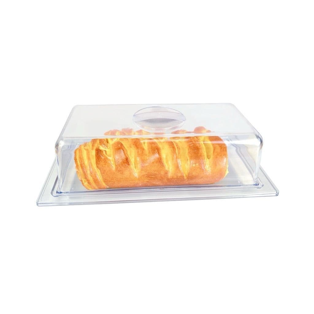 Porta Pão Salgados Doces Acrílico Retangular Transparente 28x15 Protetor Alimento Premium Keita K02