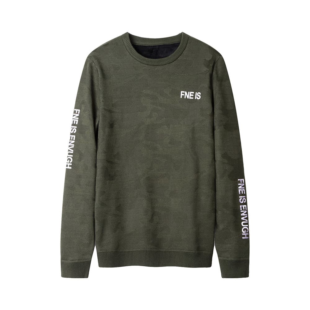 Romeo inverno masculino em torno do pescoço cor sólida impresso velo-tecido composto Casual camisola de manga comprida Z
