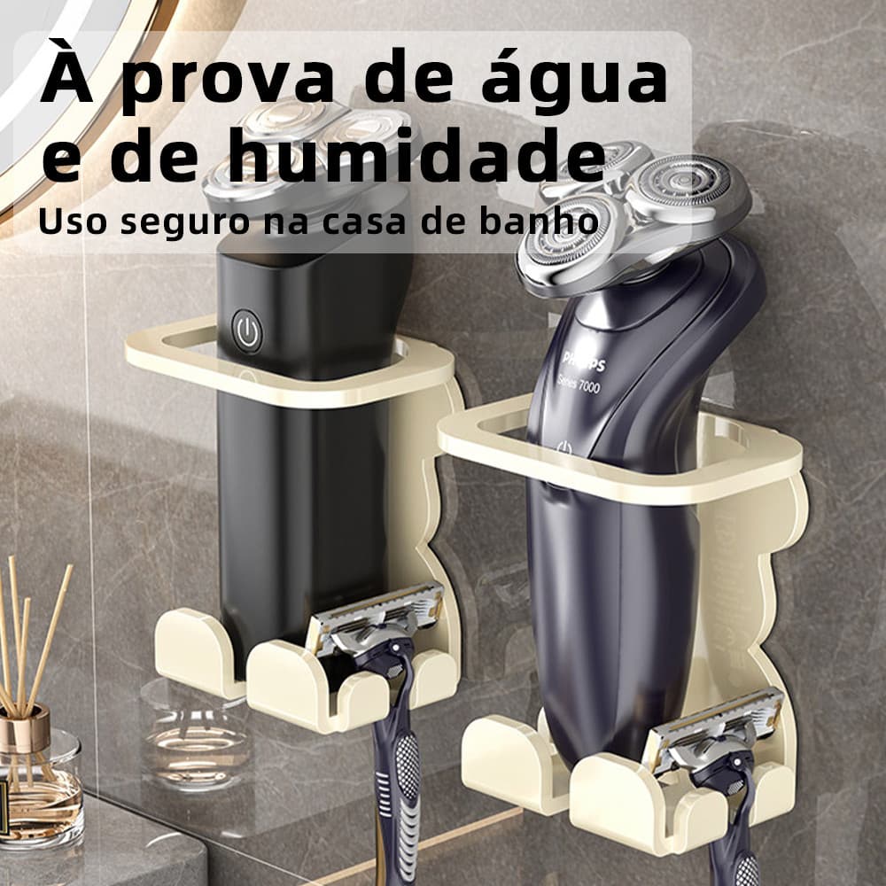 Suporte para Barbeador Organizador de Parede para Banheiro Resistente Prático e Durável Suporte para Barbeador Elétrico