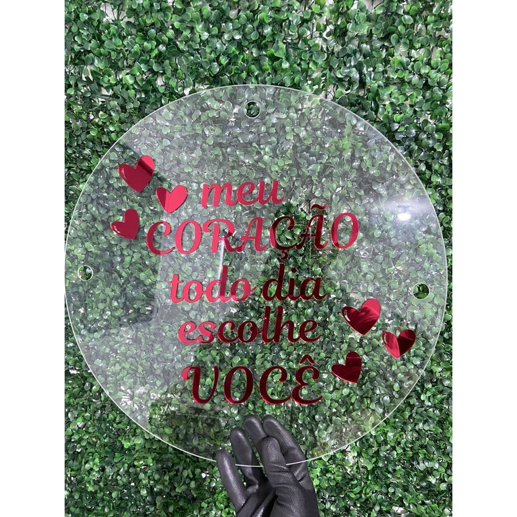 Presente Luxo para Namorado(a) | Placa Acrílico Transparente 50cm | Decoração Romântica Exclusiva