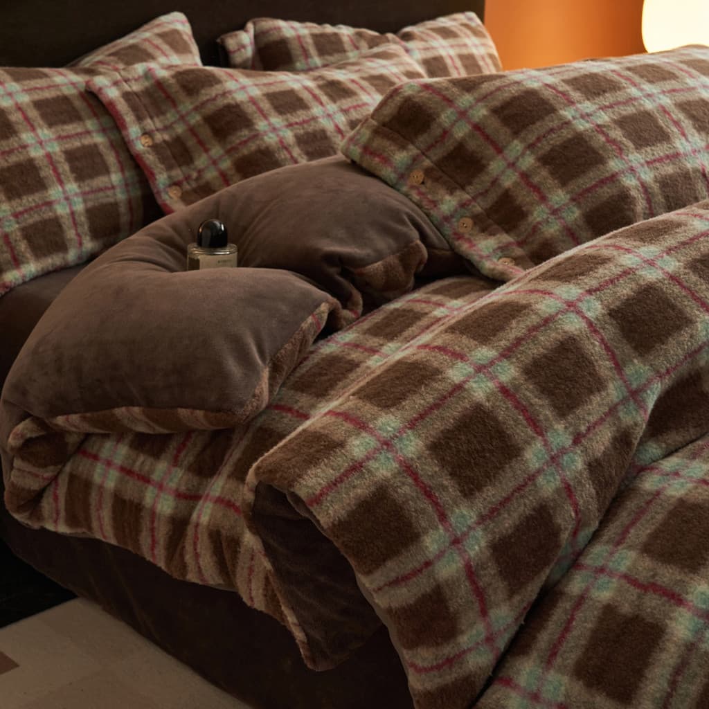 Alpaca engrossado leite velo conjunto de quatro peças inverno Coral velo flanela lençol colcha capa cama conjunto de trê