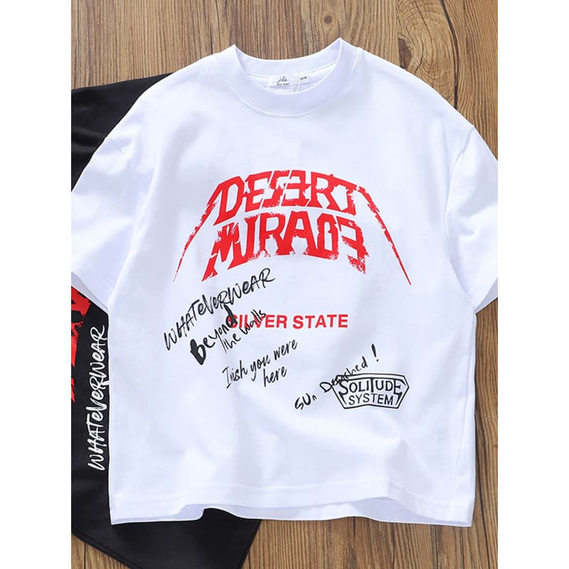 Verão crianças confortável em torno do pescoço de manga curta camiseta meninos legal meia manga respirável pele-amigável