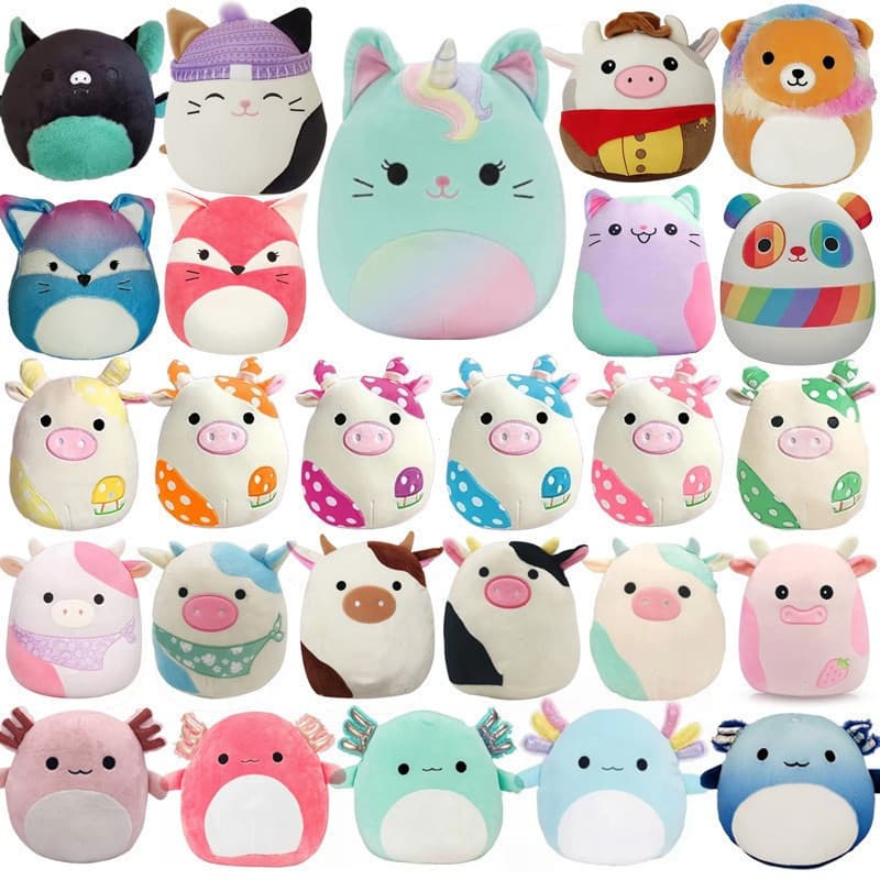 20cm Bonito Squishmallow Axolotl Vaca Stuffed Toys Ins Unicórnio Gato Plushie Boneca Squishmallows plush Toy Presente