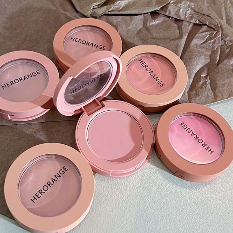 HERORANGE Creme em Pó Blush Baixa Saturação Pseudo-Face Vitality Girl Pêssego Laranja Macio Fosco Matte Rouge Feminino