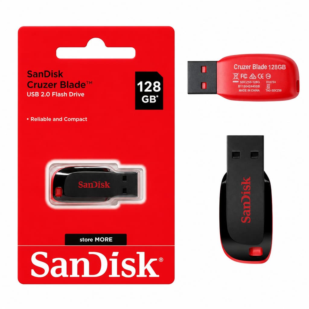 Pen Drive SanDisk Cruzer Blade 128GB/64GB USB Flash Drive Portátil Para Notebook