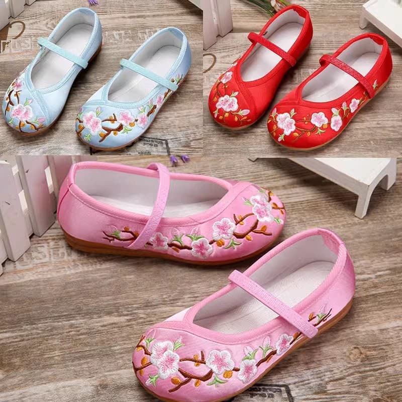 Minoria étnica dança traje combinando sapatos Miao étnico forte étnico meninos meninas salto plano cinta sapatos bordado